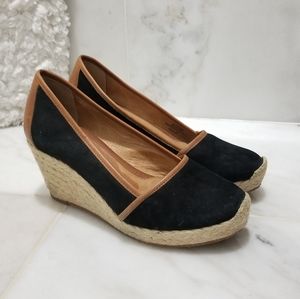 Nurture Olive Espadrille Wedge Black Suede